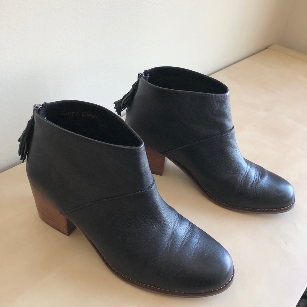 TOMS Black Leather Booties